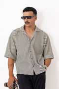 Textured Groove Oversized Crochet Shirt - Half Sleeves