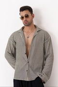 Textured Groove Oversized Crochet Shirt - Full Sleeves