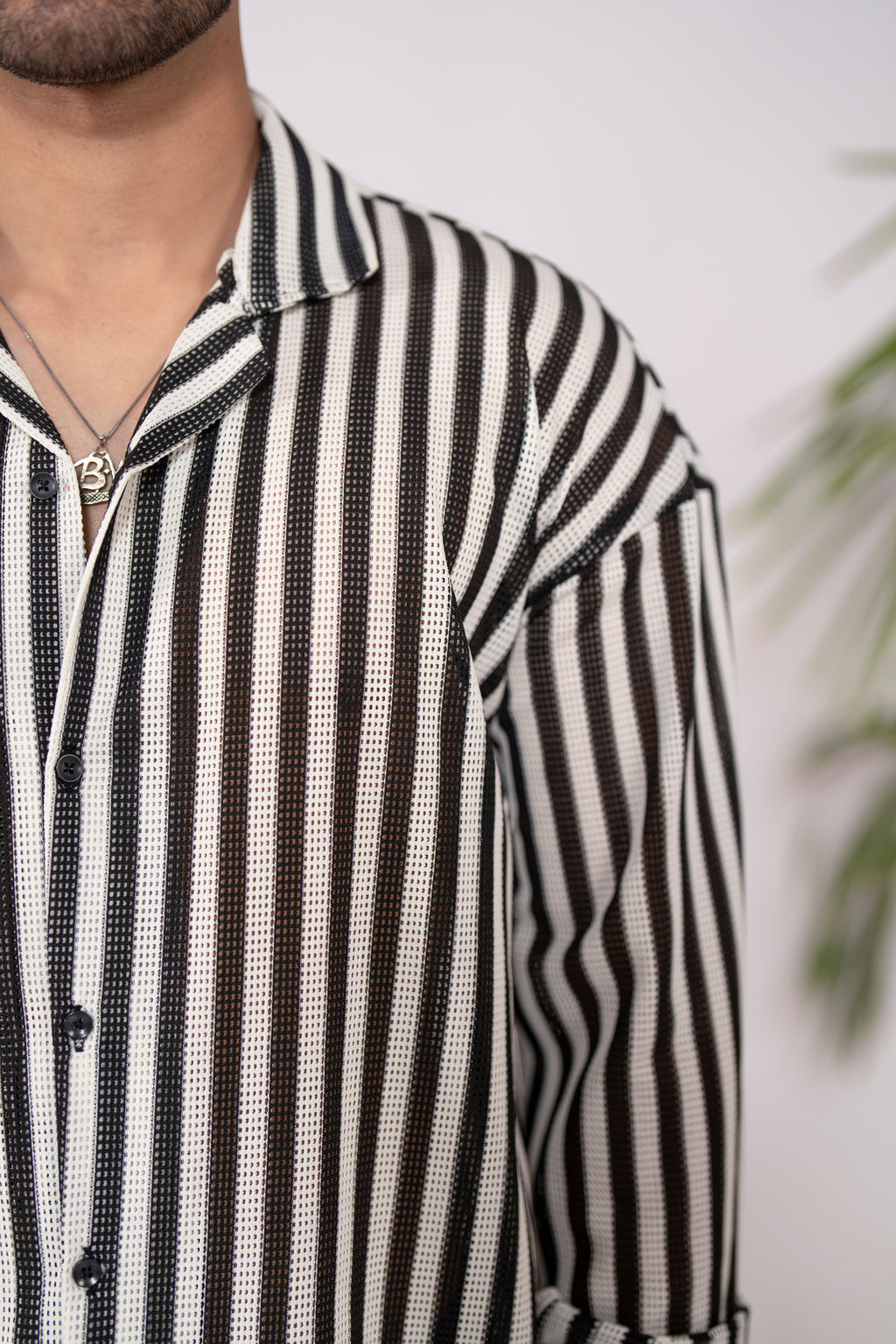 Shadow Textured Oversized Crochet Shirt