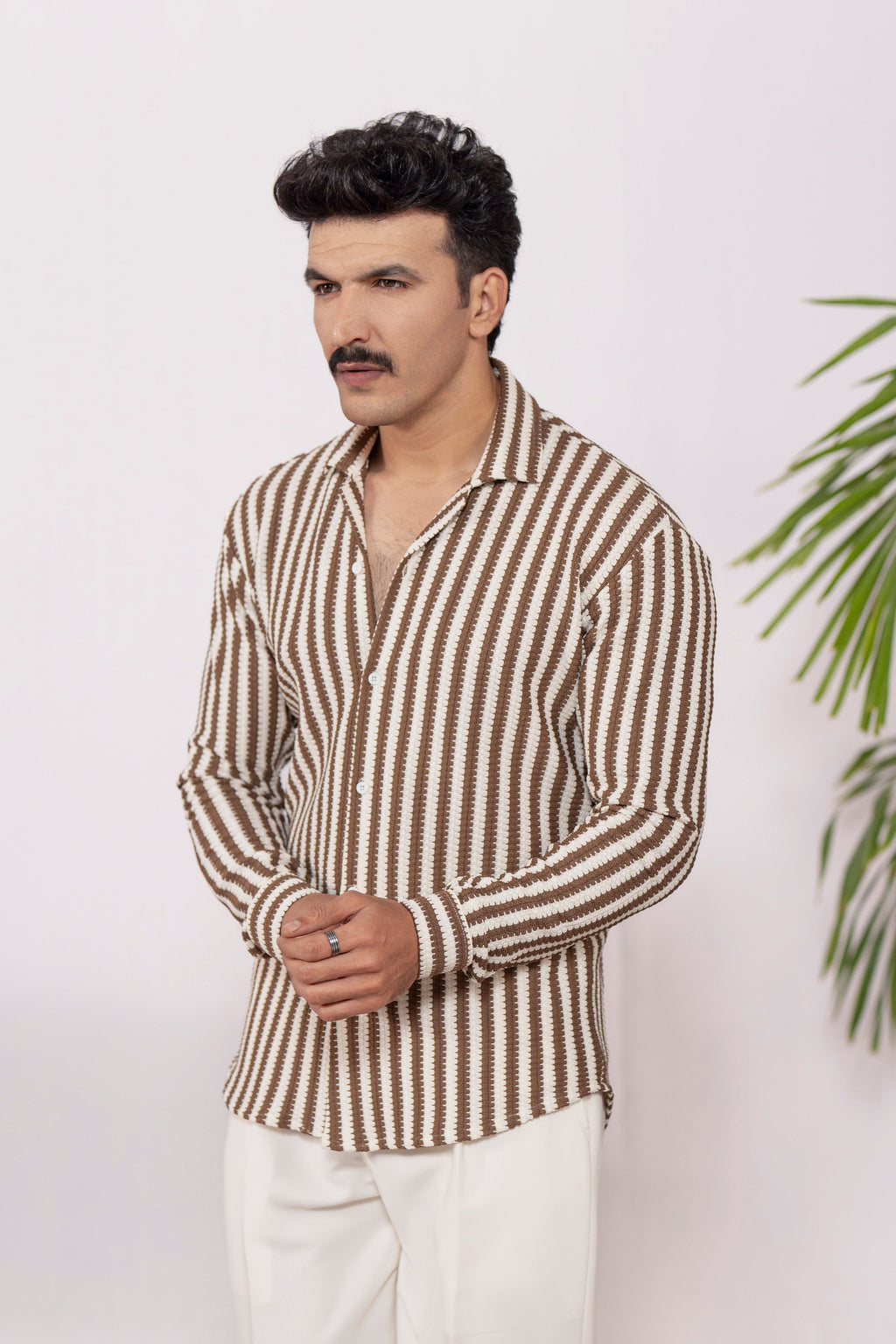 Marròn Grove Oversized Crochet Shirt