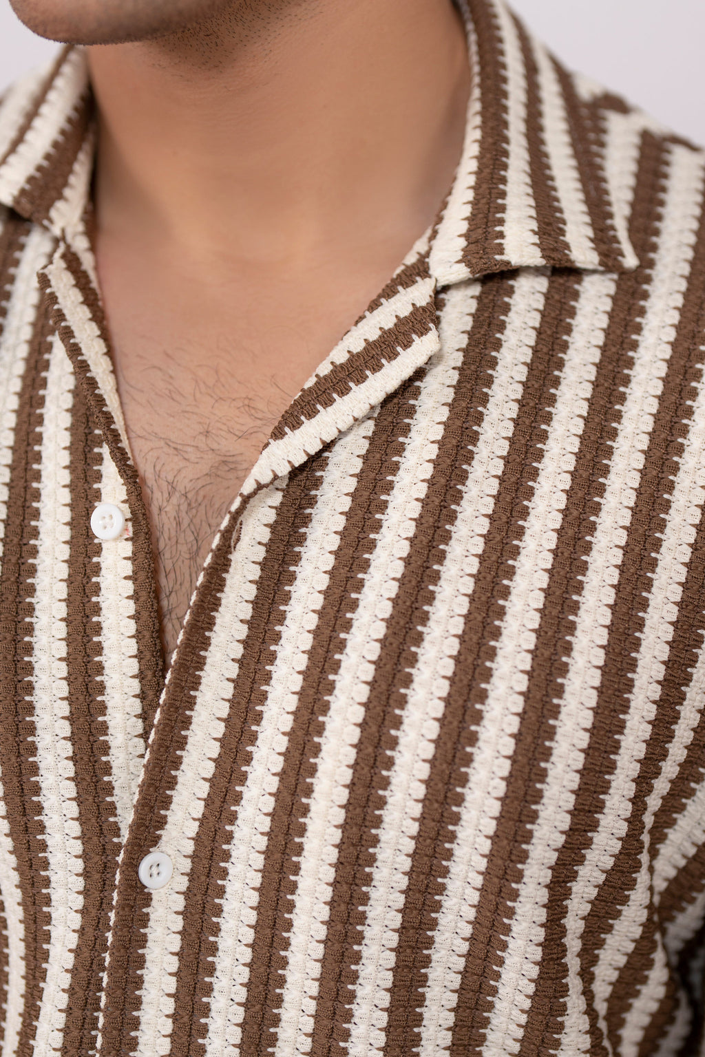 Marròn Grove Oversized Crochet Shirt