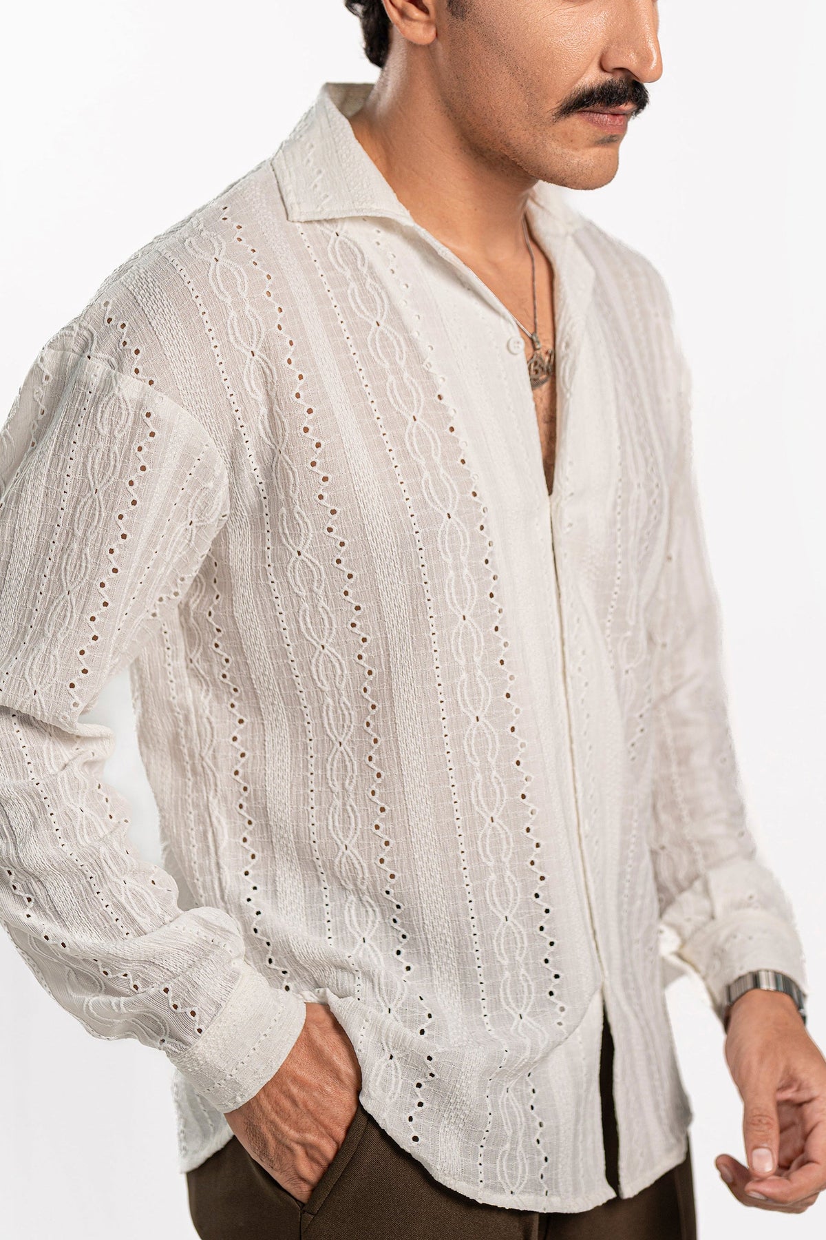 Monaco White Oversized Chikankari Shirt