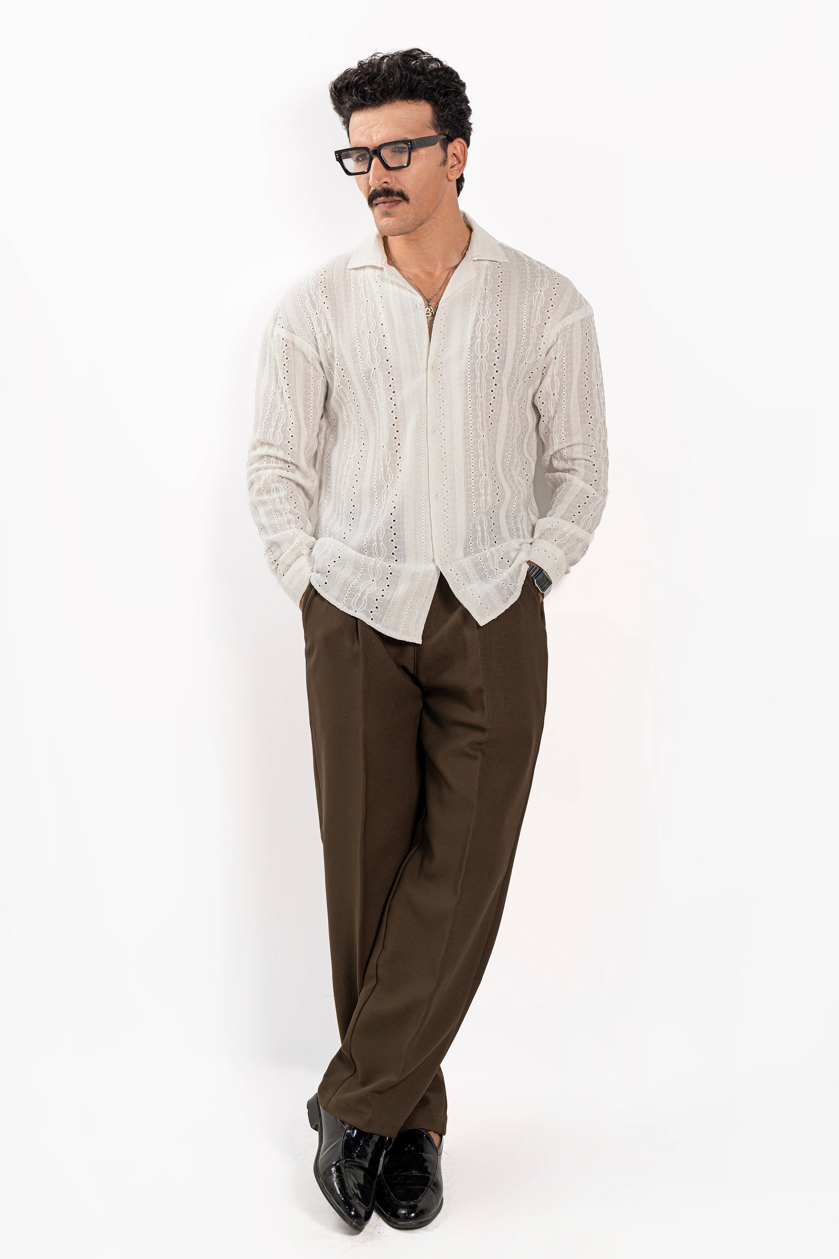 Monaco White Oversized Chikankari Shirt