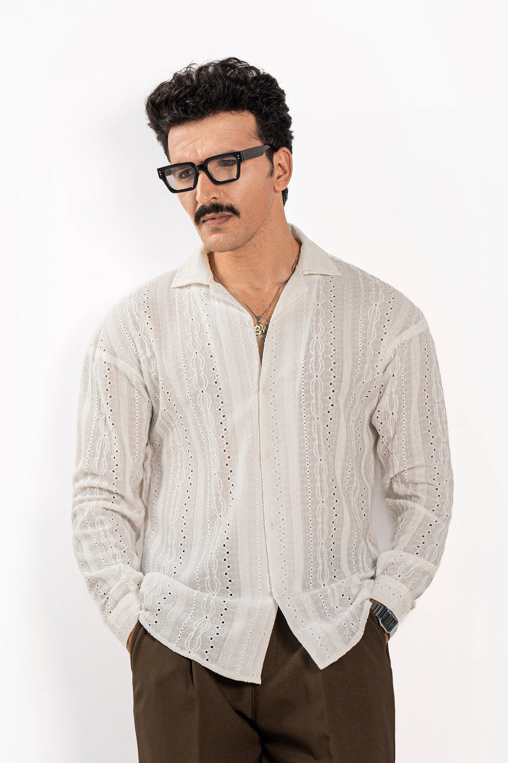 Monaco White Oversized Chikankari Shirt
