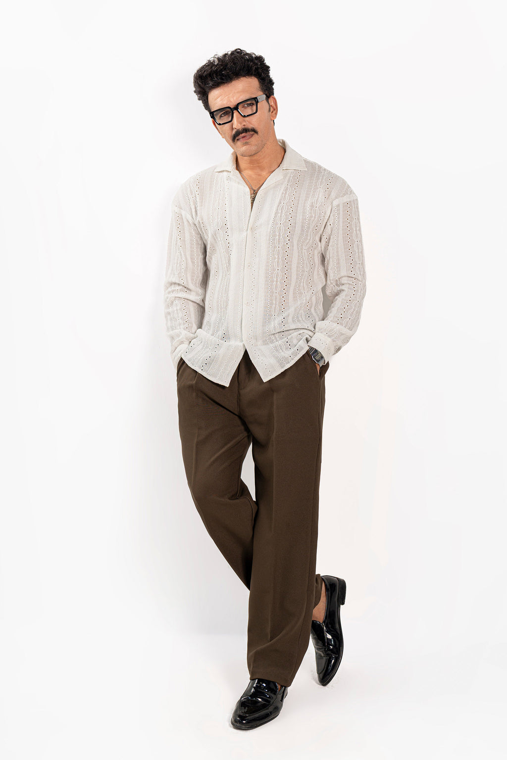 Monaco White Oversized Chikankari Shirt