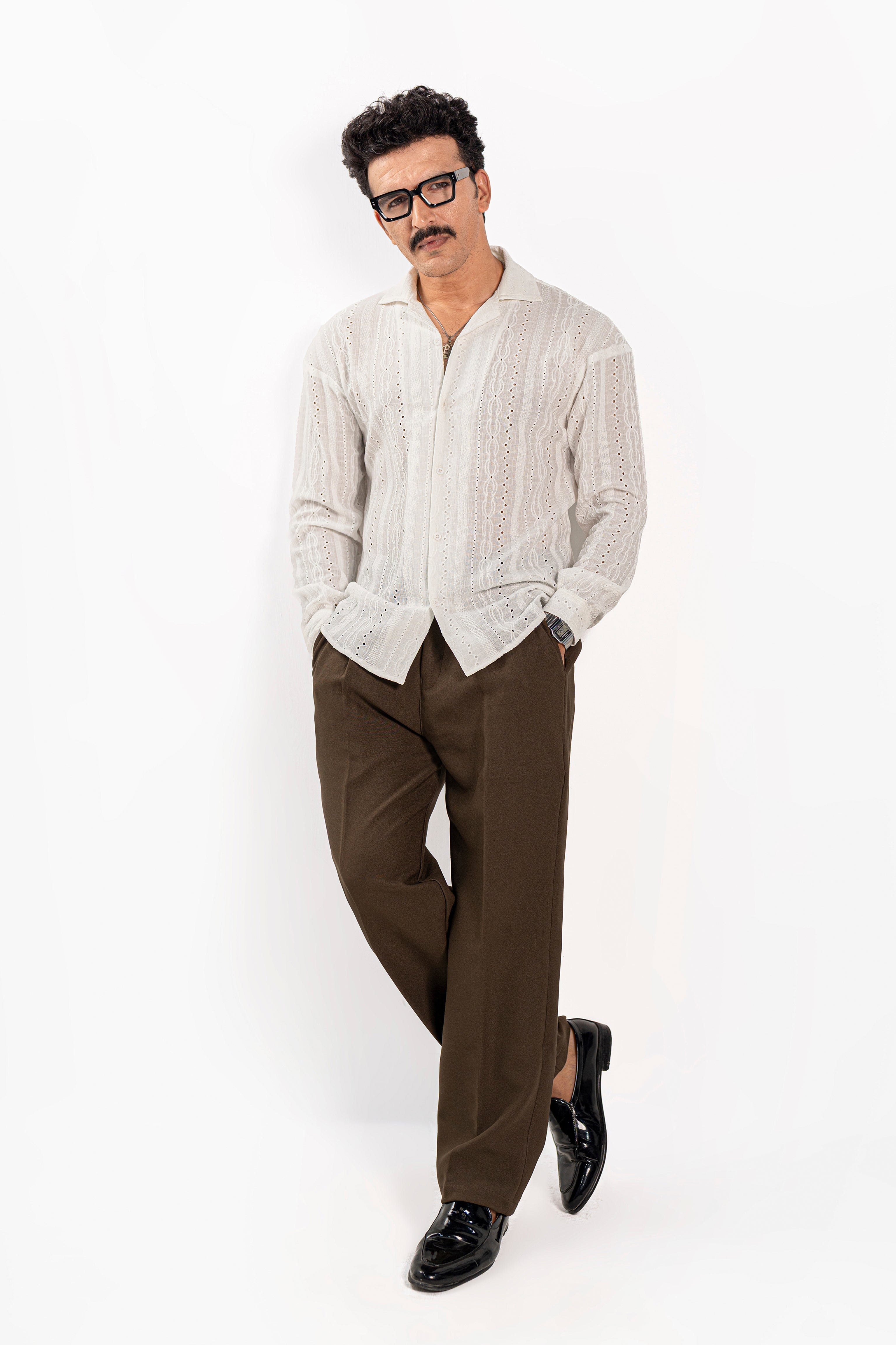 Monaco White Oversized Chikankari Shirt