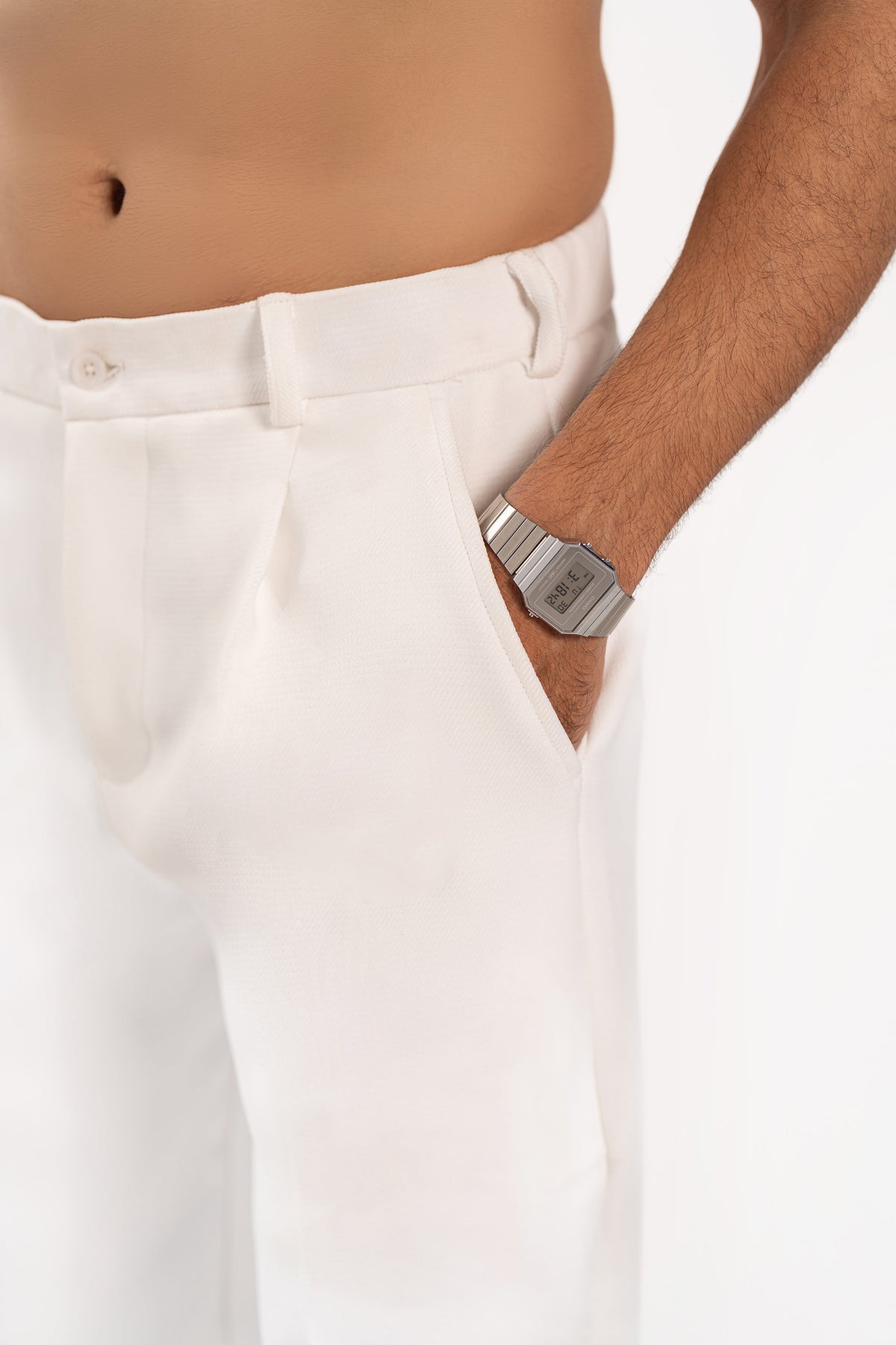 Classic Textured Pleated Pants