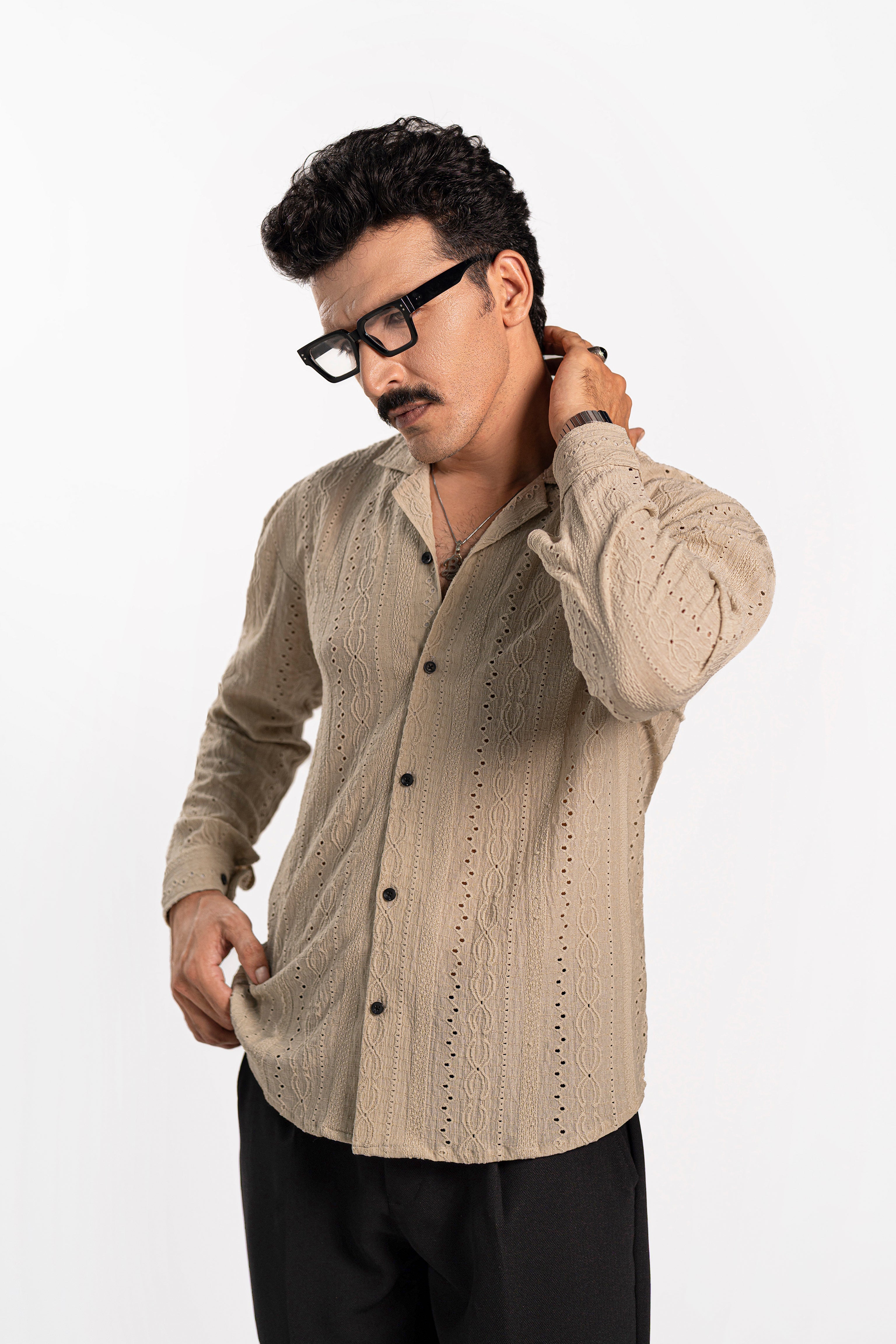 Monaco Sage Oversized Chikankari Shirt