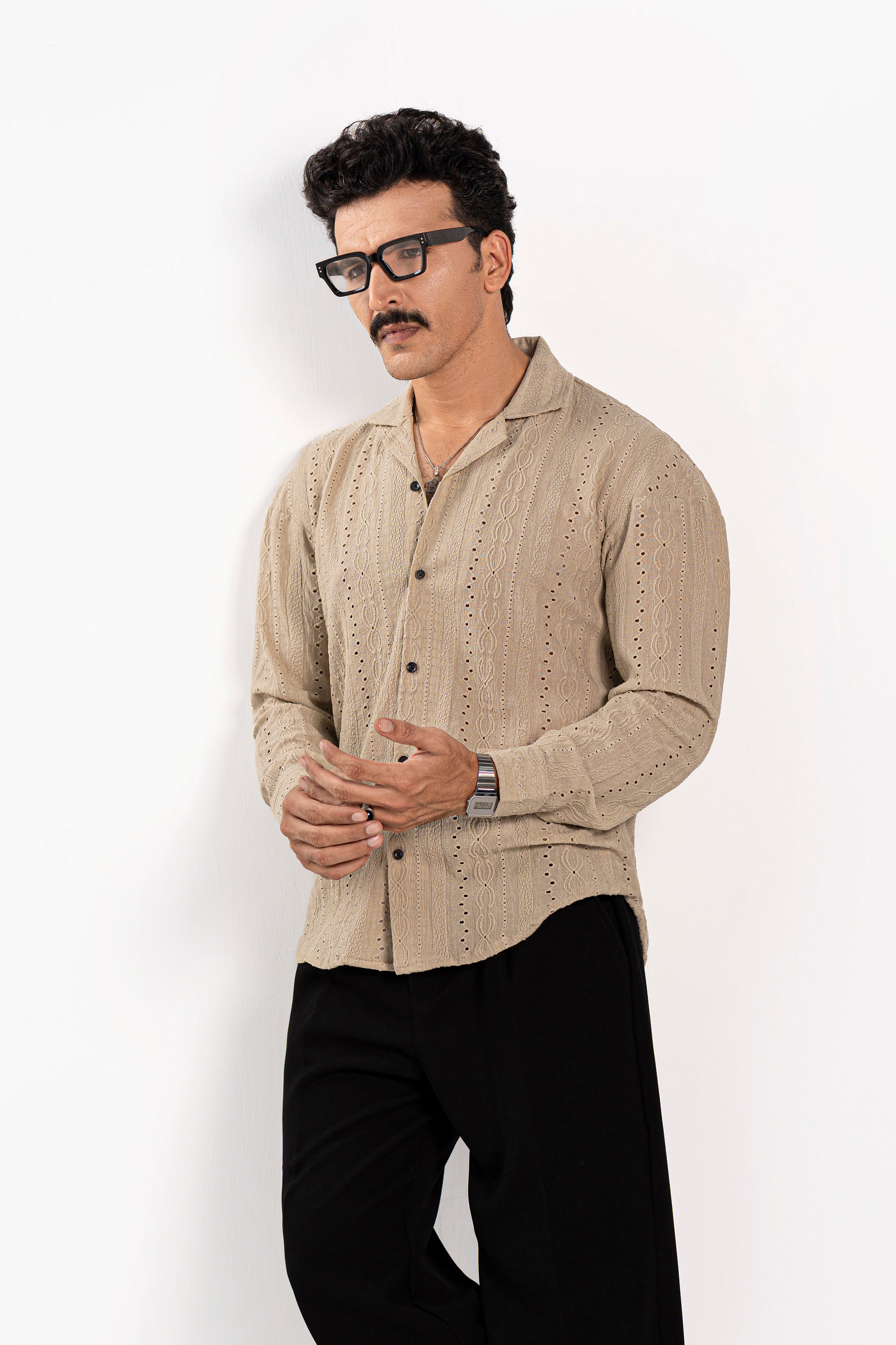 Monaco Sage Oversized Chikankari Shirt