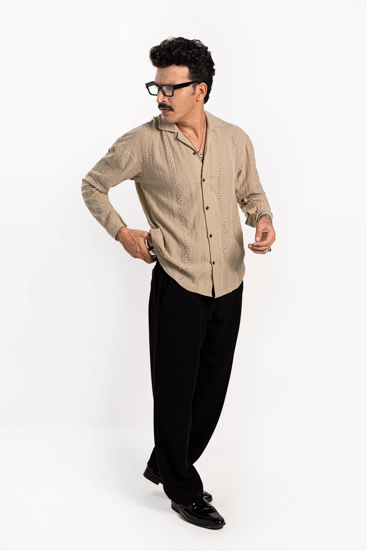 Monaco Sage Oversized Chikankari Shirt