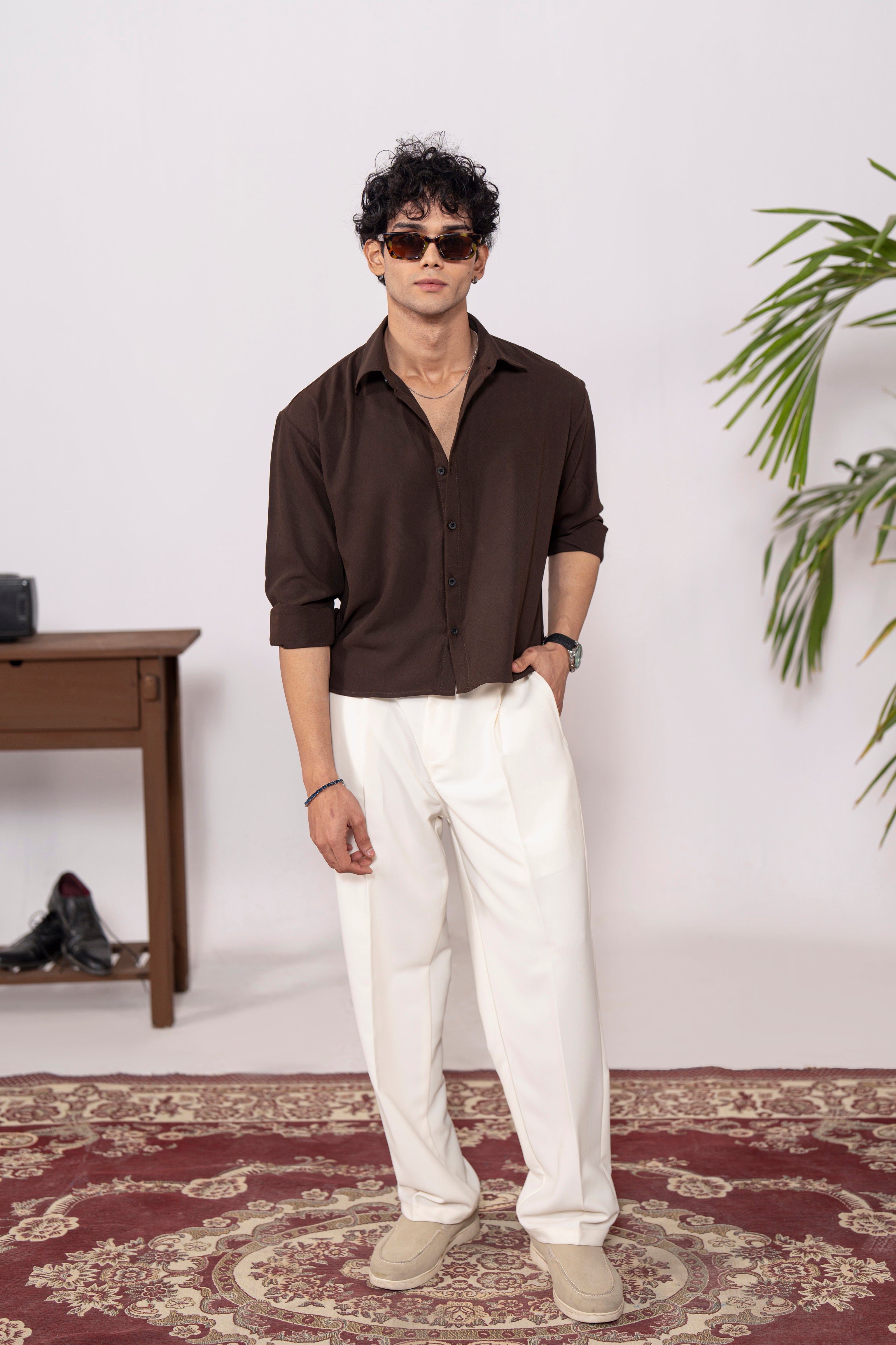 Cocoa Cropped Oversized Shirt