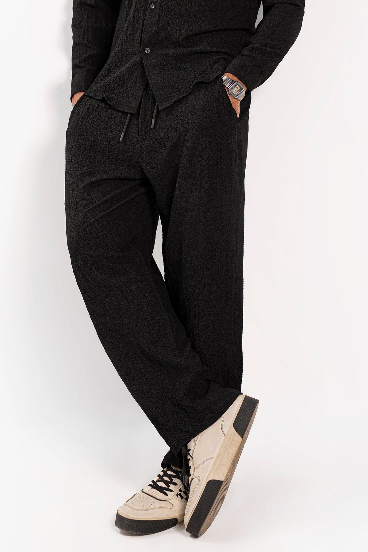 Noir Creased Overszied Co Ord Set