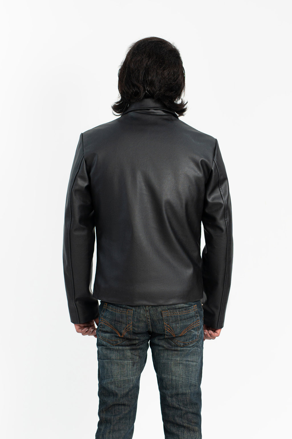 Black Zipper Basic Faux Leather Jacket