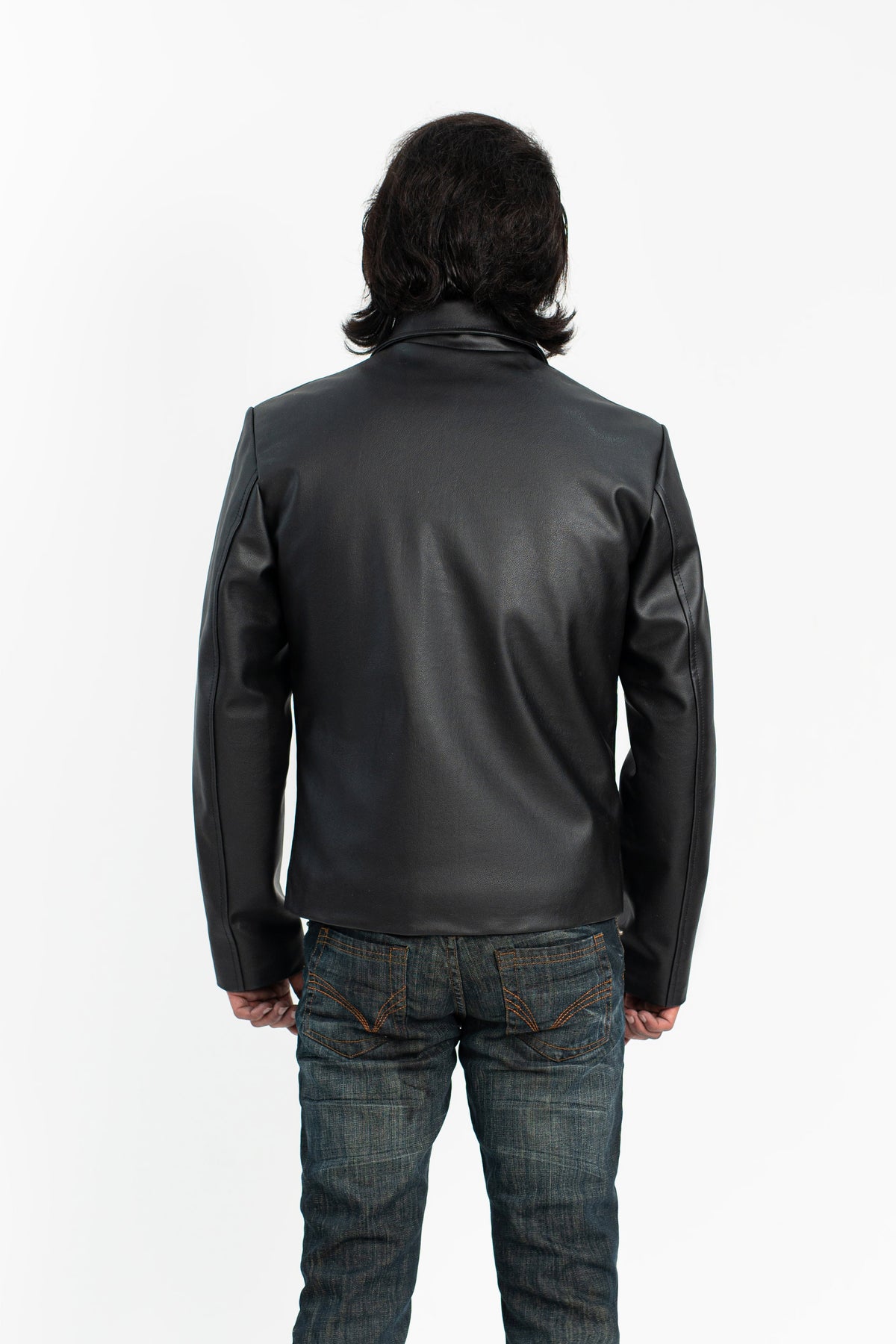 Black Zipper Basic Faux Leather Jacket
