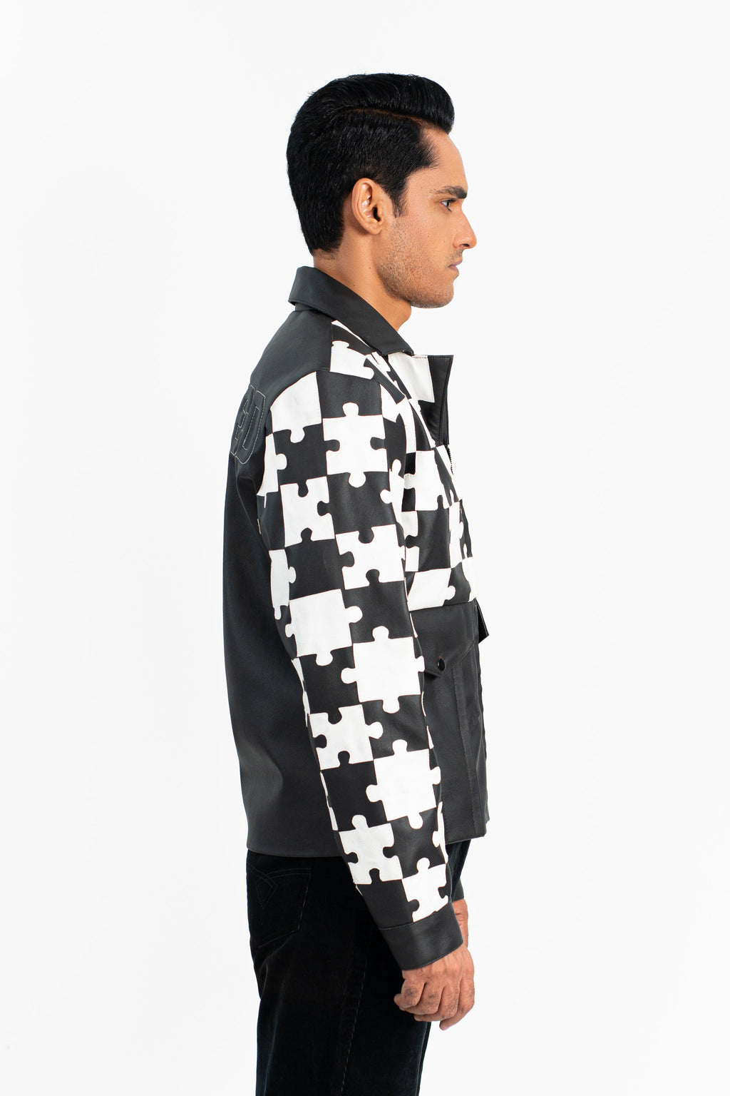 'Lost In Puzzle' Faux Leather Jacket - Exclusive