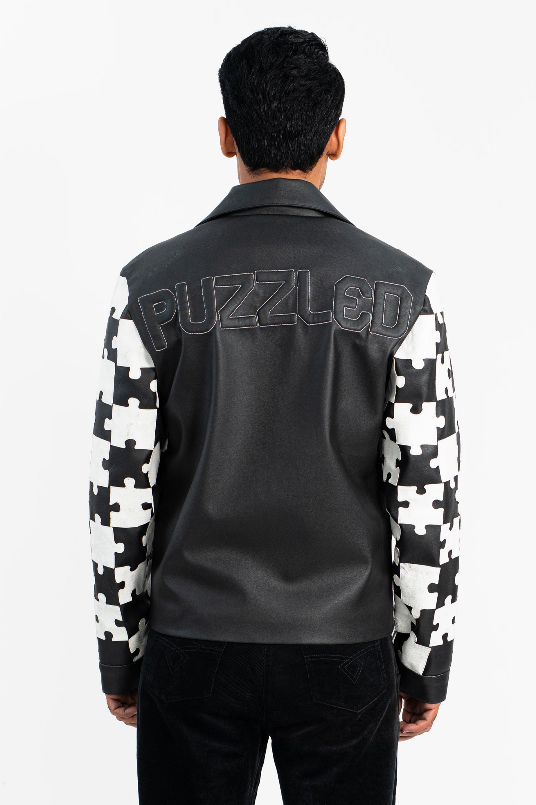 'Lost In Puzzle' Faux Leather Jacket - Exclusive