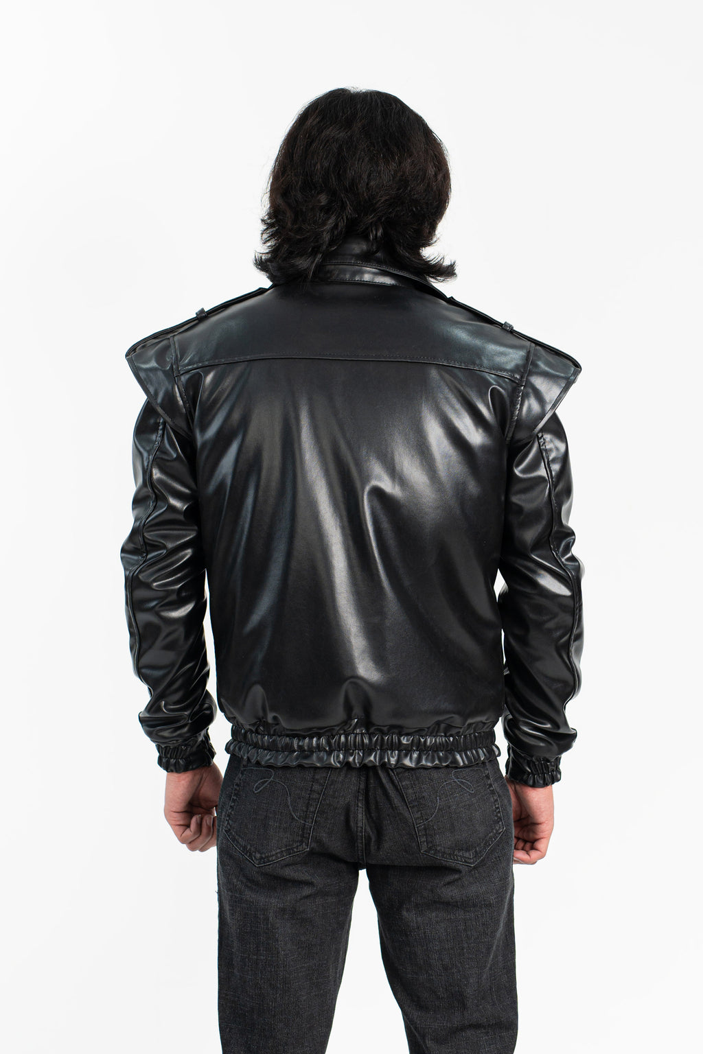 Boxed Chic Faux Leather Jacket