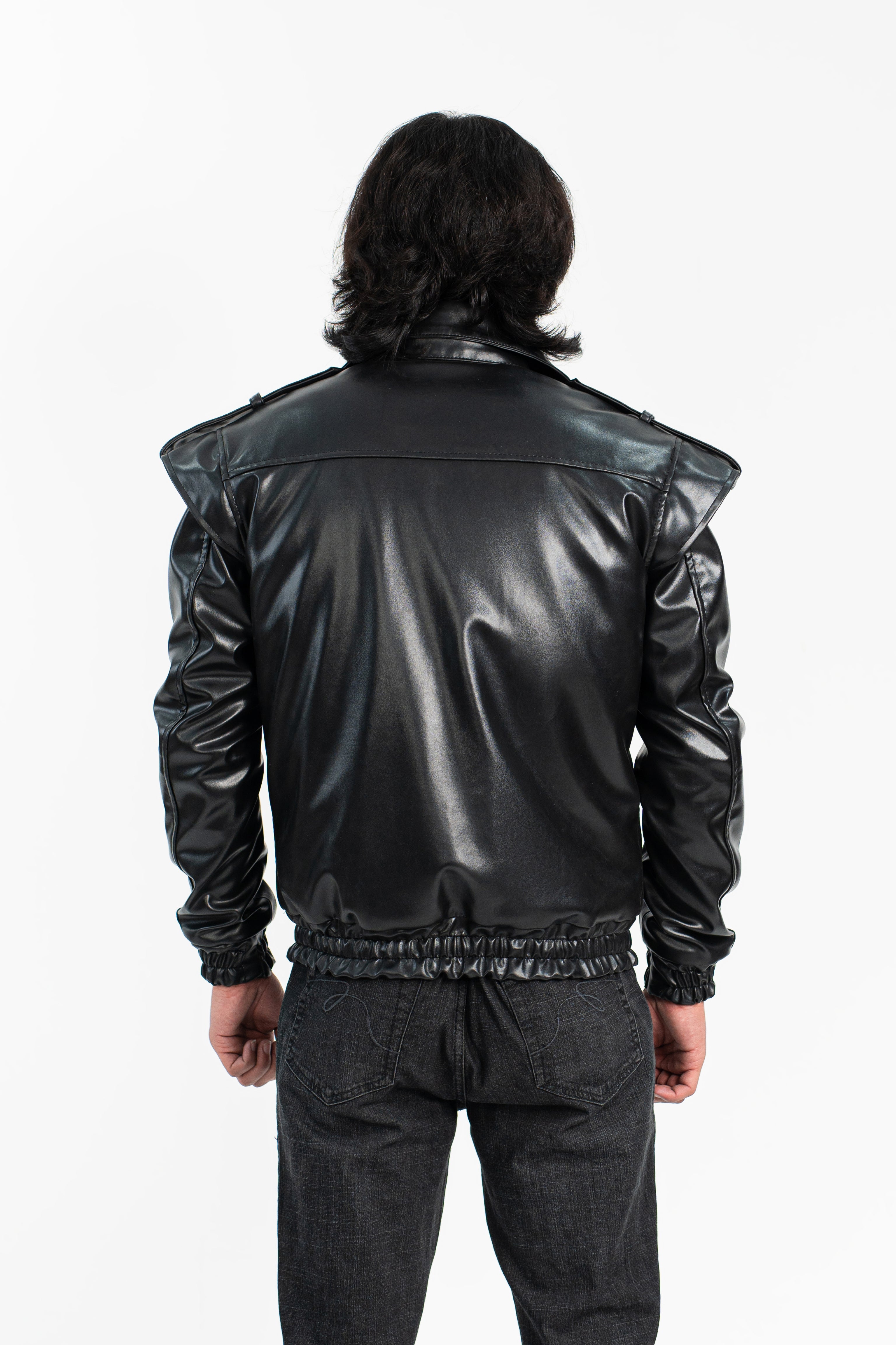 Boxed Chic Faux Leather Jacket