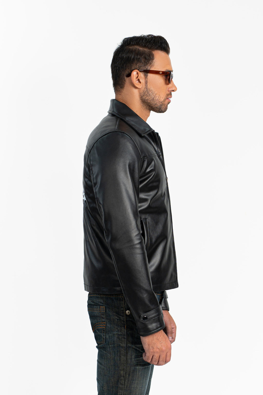 'No Risk' Black Cropped Faux Leather Jacket