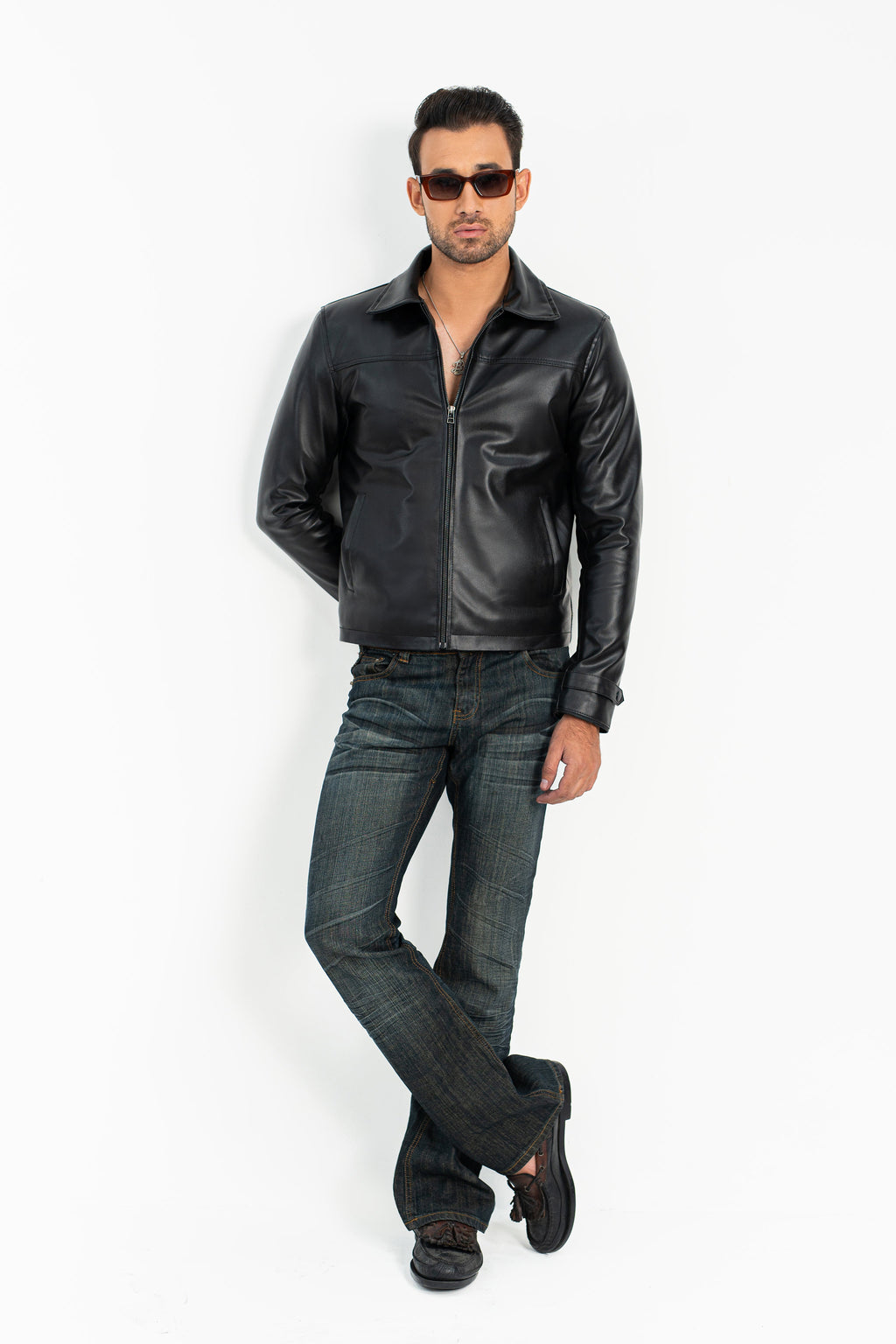 'No Risk' Black Cropped Faux Leather Jacket
