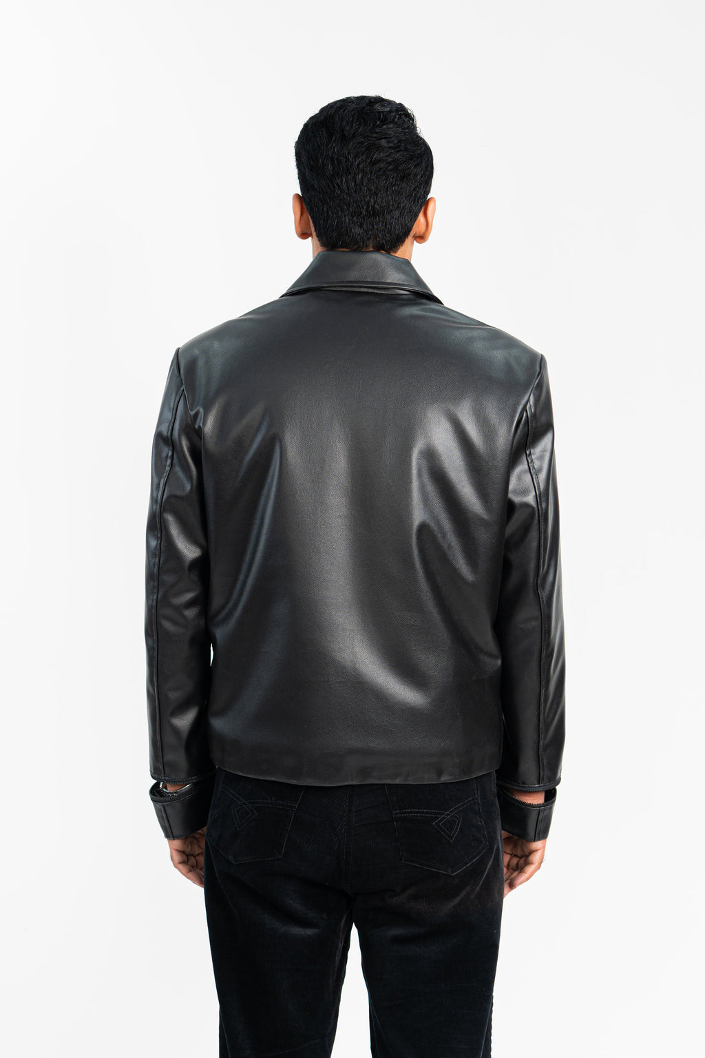 Cargo Pocketed Faux Leather Jacket