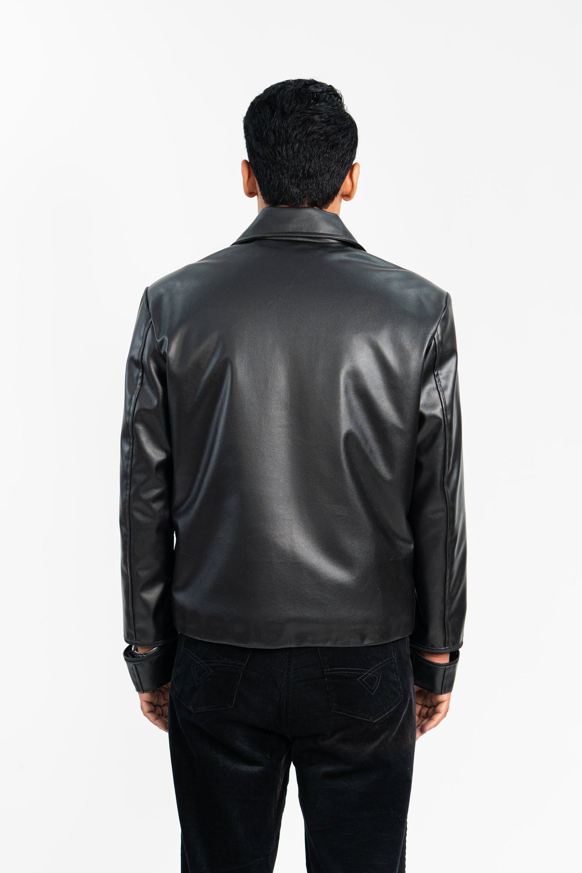 Cargo Pocketed Faux Leather Jacket