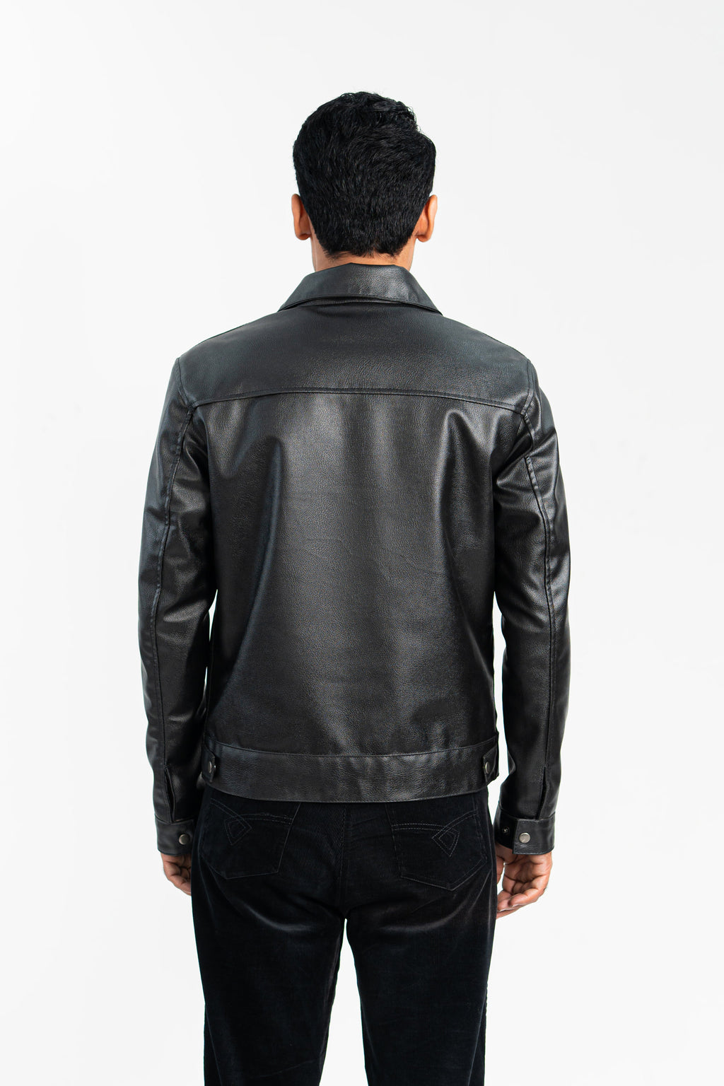 Dual Pocket Basic Faux Leather Jacket