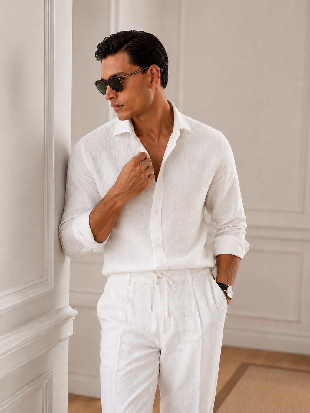 AARA Premium Linen Co-Ord Set – White