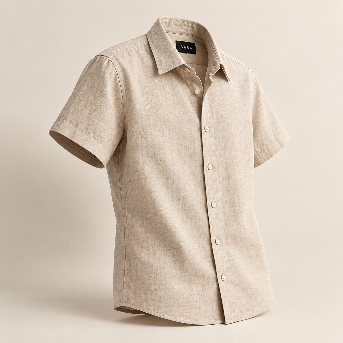 Sand Beige Linen Shirt |  A A R A SIGNATURE