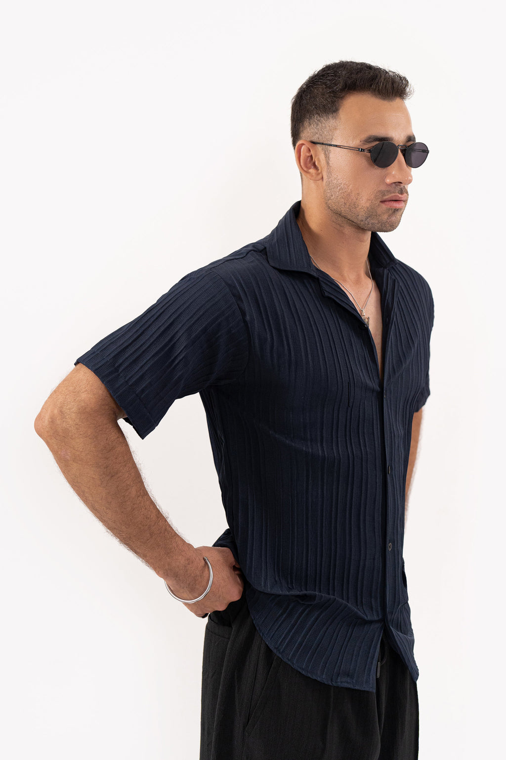 Navy Threaded Shirt