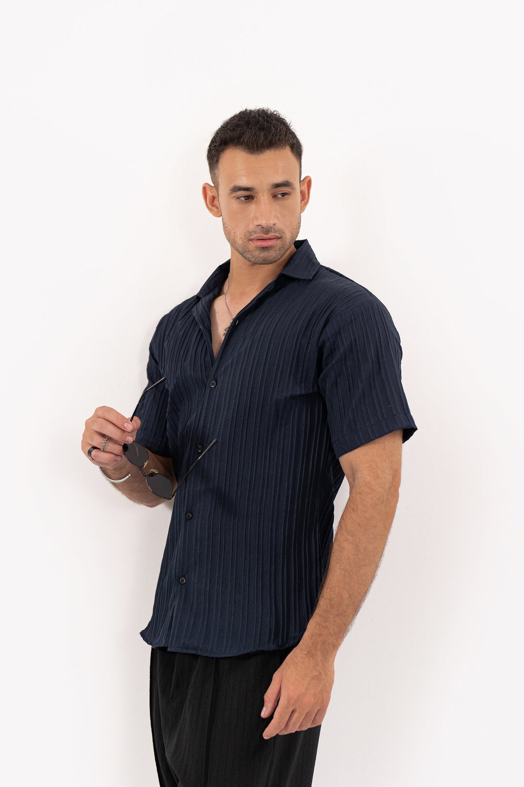 Navy Threaded Shirt