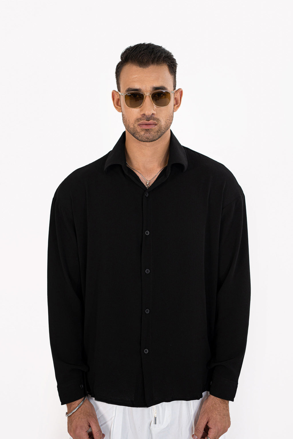 Noir Textured Oversized Shirt