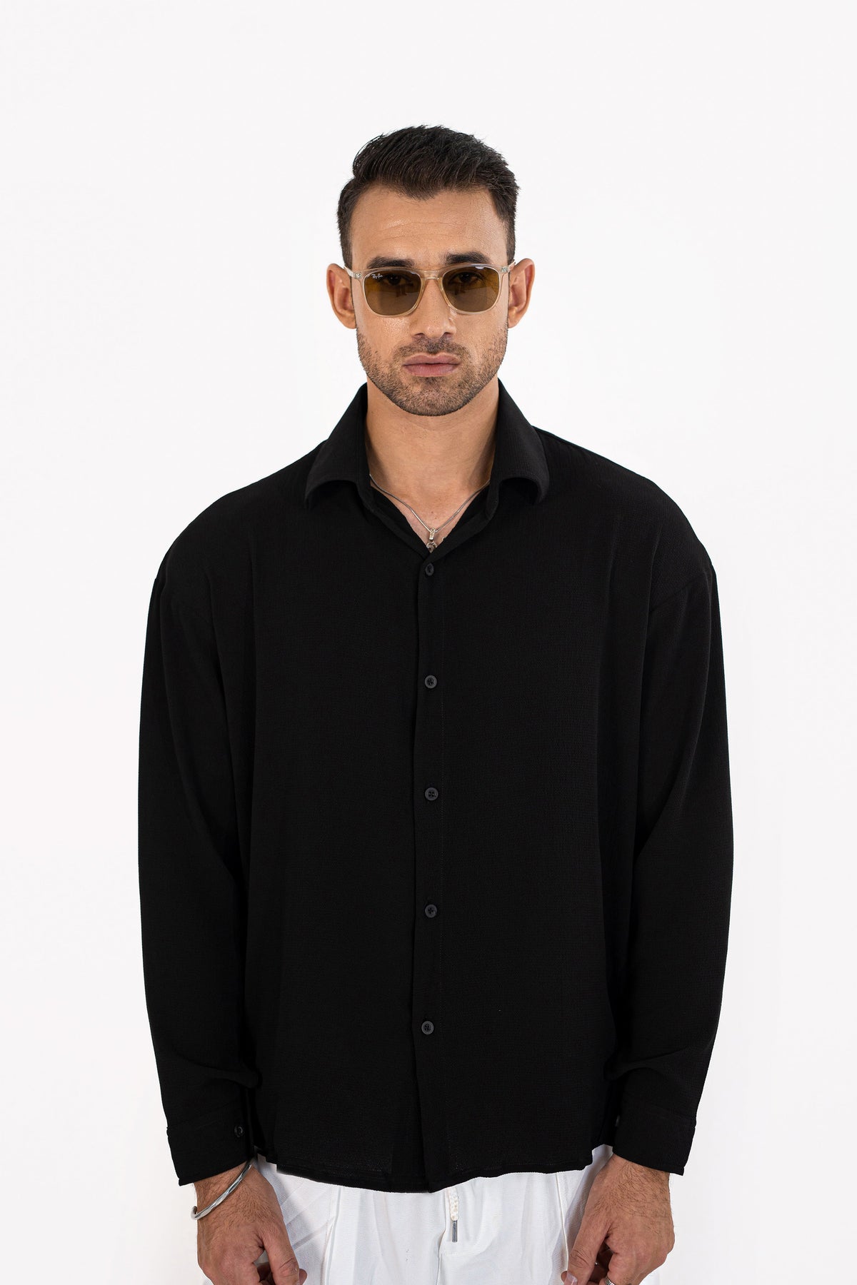 Noir Textured Oversized Shirt