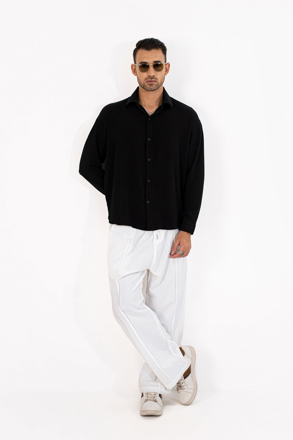 Noir Textured Oversized Shirt
