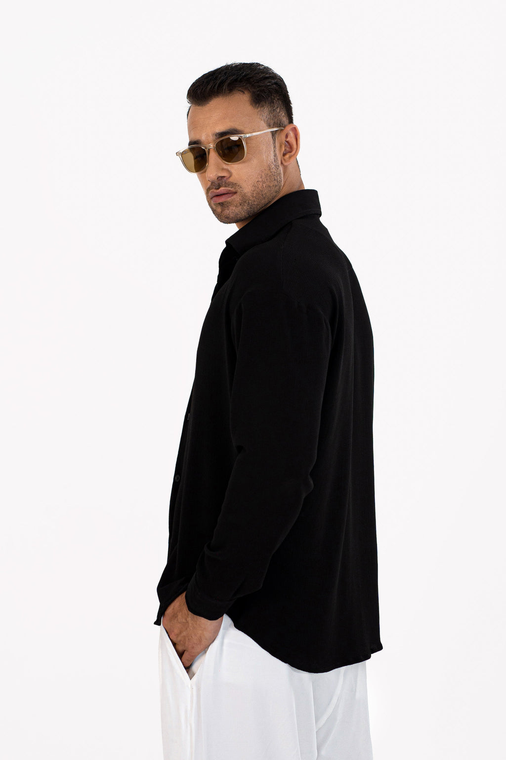 Noir Textured Oversized Shirt