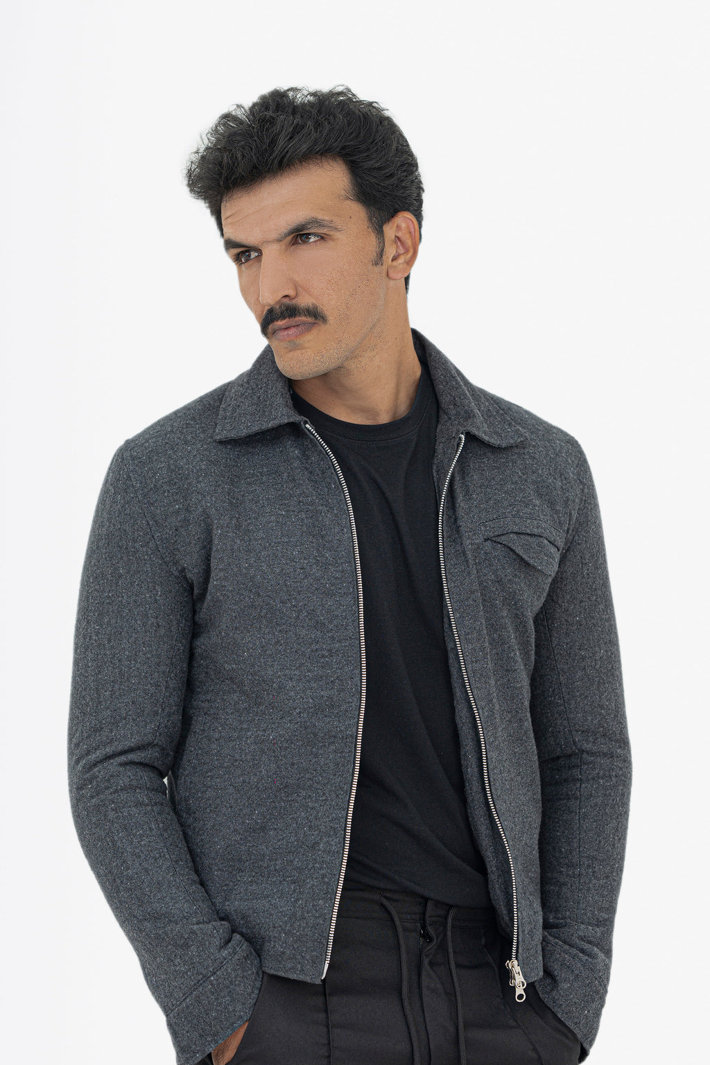 Wool-Effect Cropped Dual Slider Jacket - Limited Edition