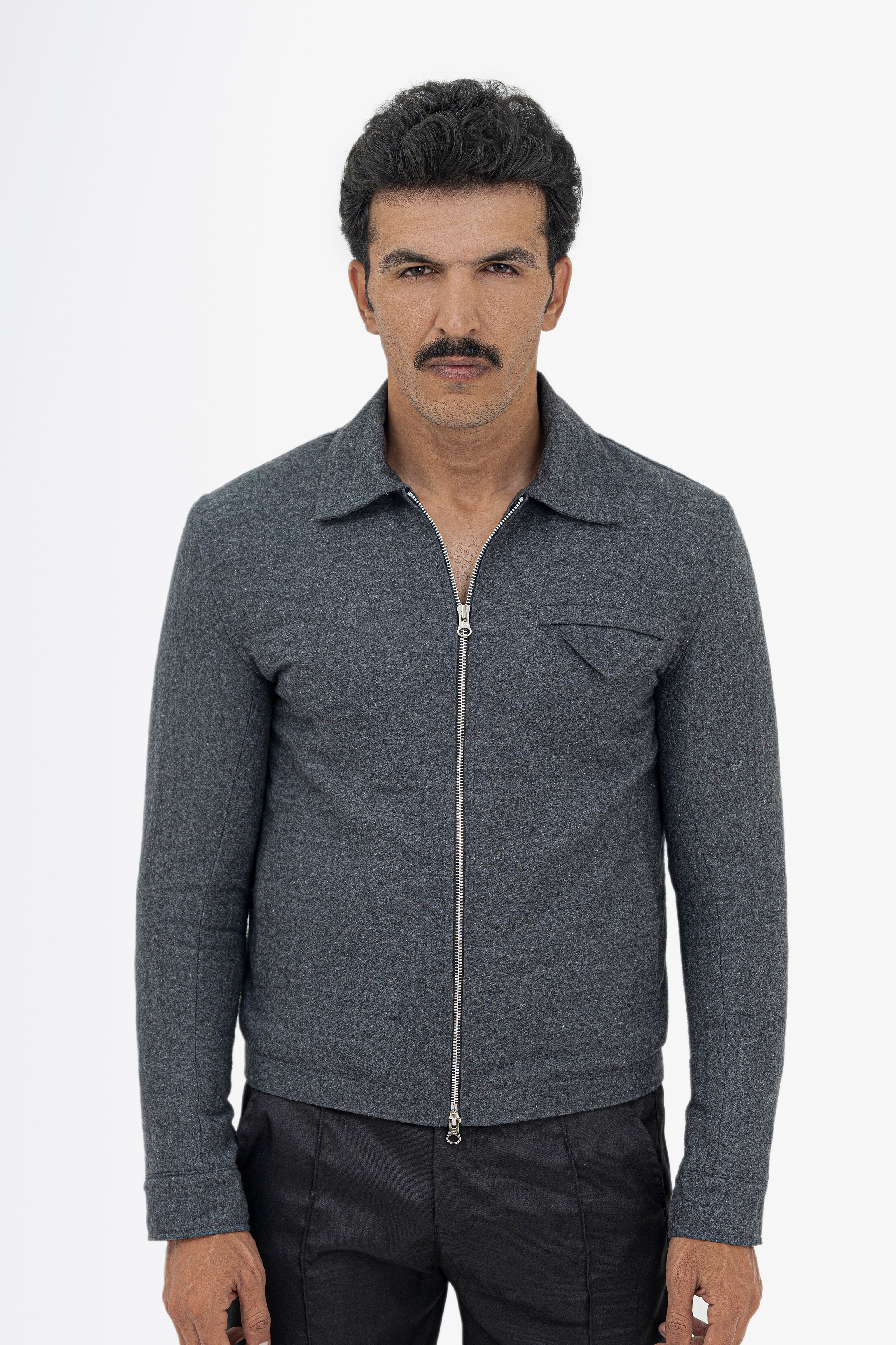 Wool-Effect Cropped Dual Slider Jacket - Limited Edition