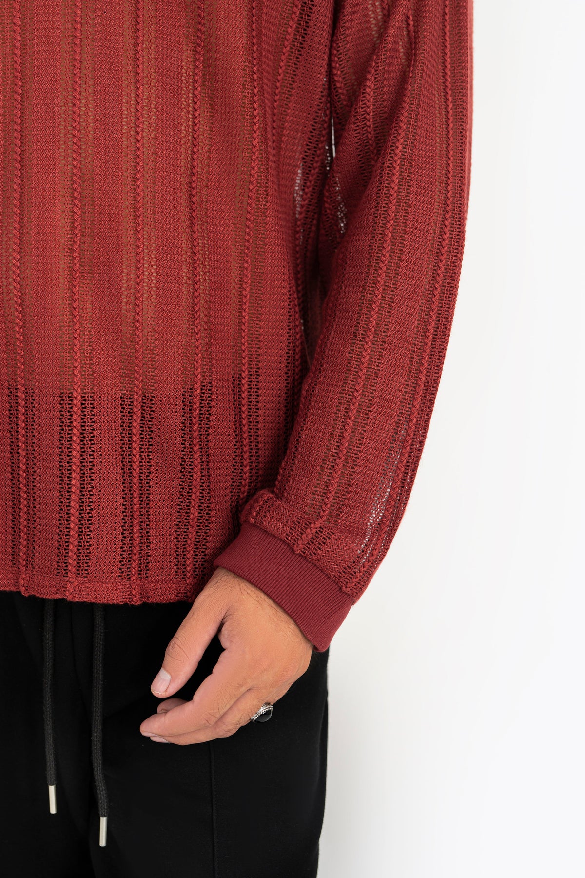 Scarlet Crochet Polo Shirt