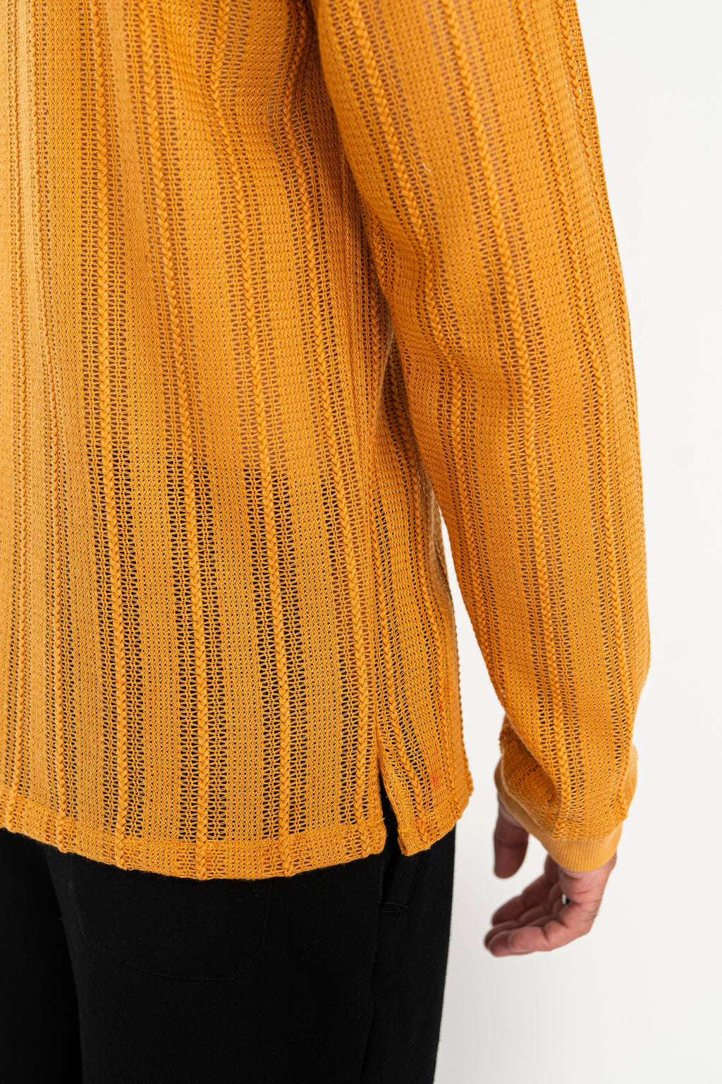 Mustard Crochet Polo Shirt