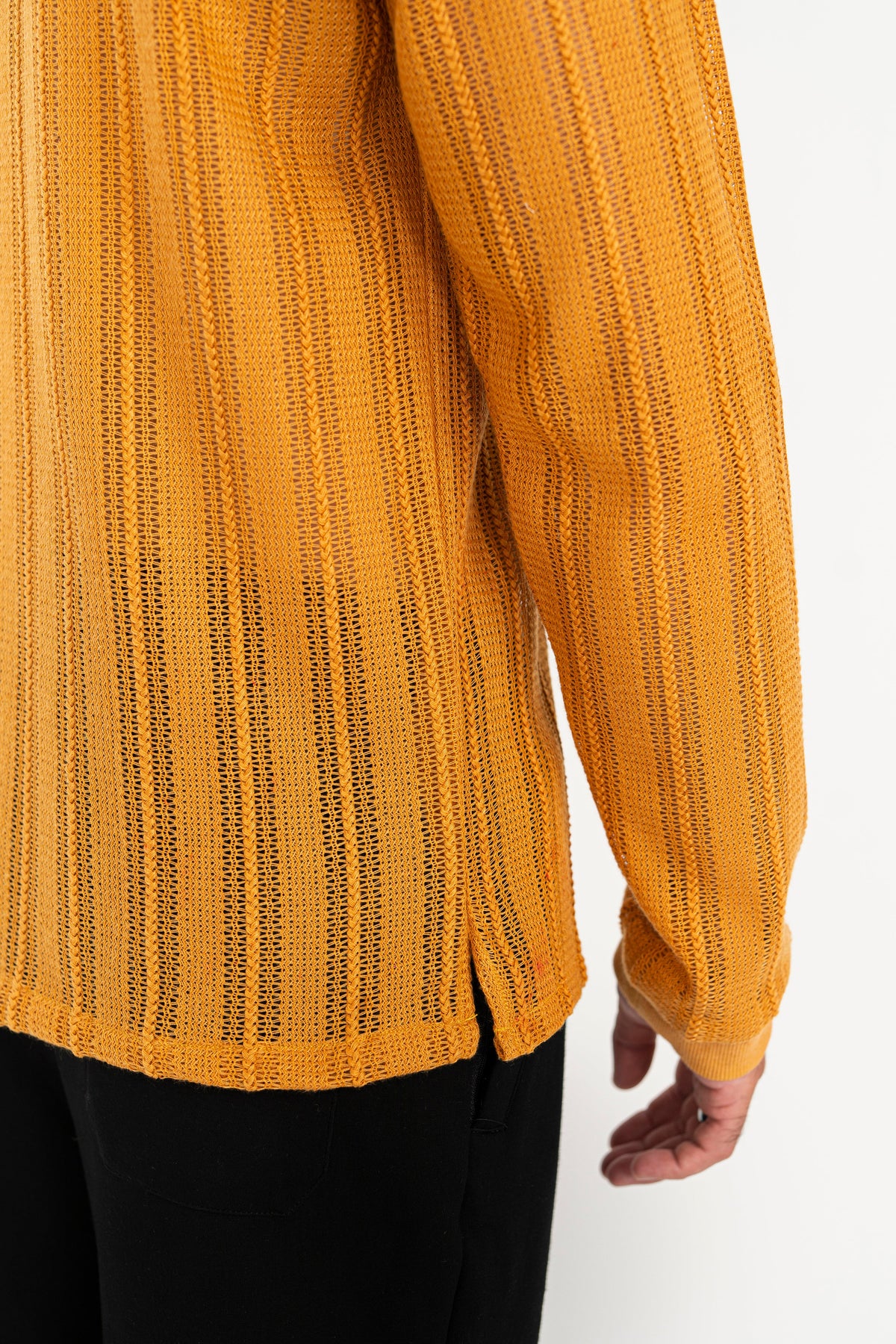 Mustard Crochet Polo Shirt