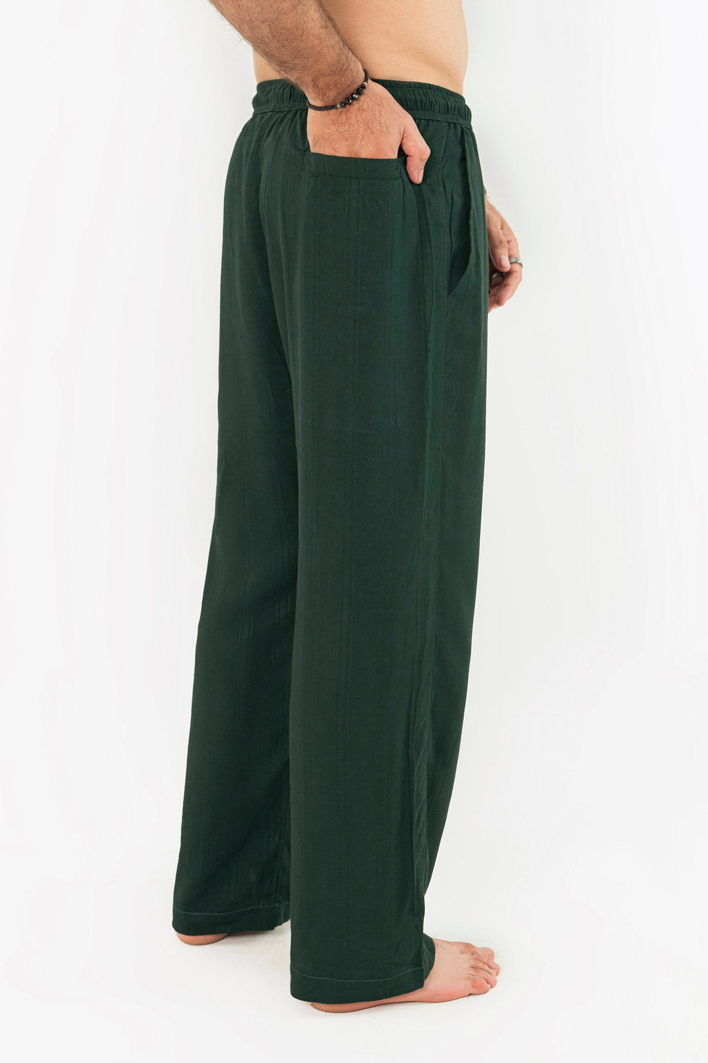 Textured Evergreen Trouser Pants