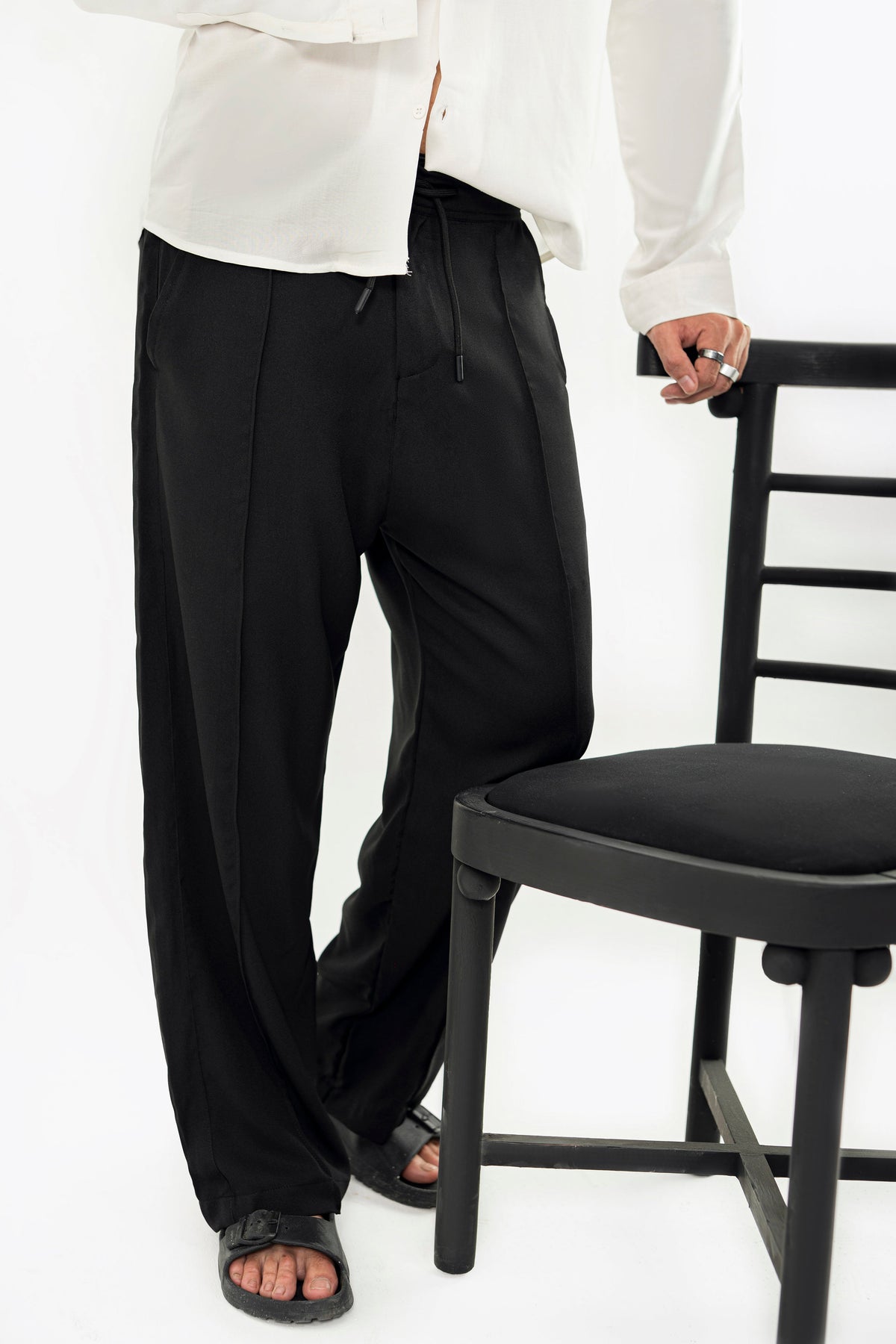Charcoal Black Pintex Pants
