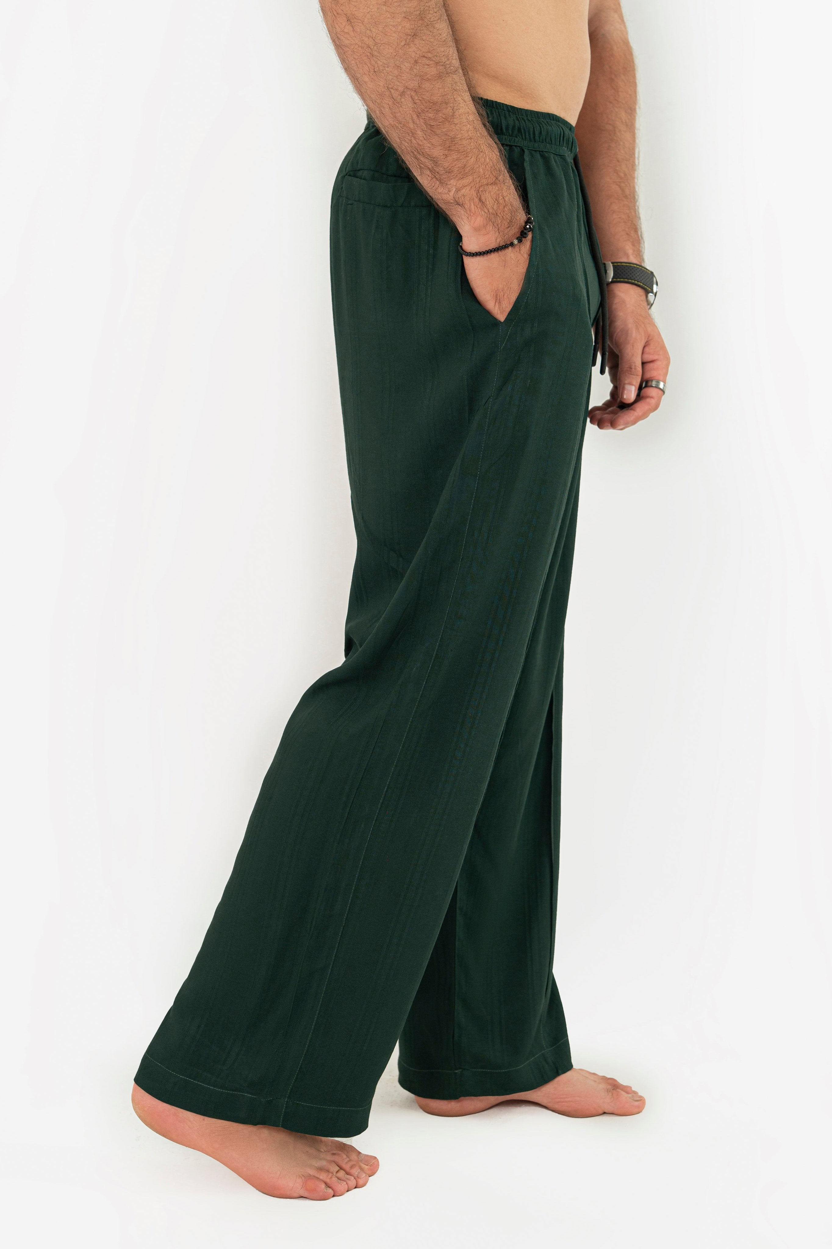 Textured Evergreen Trouser Pants