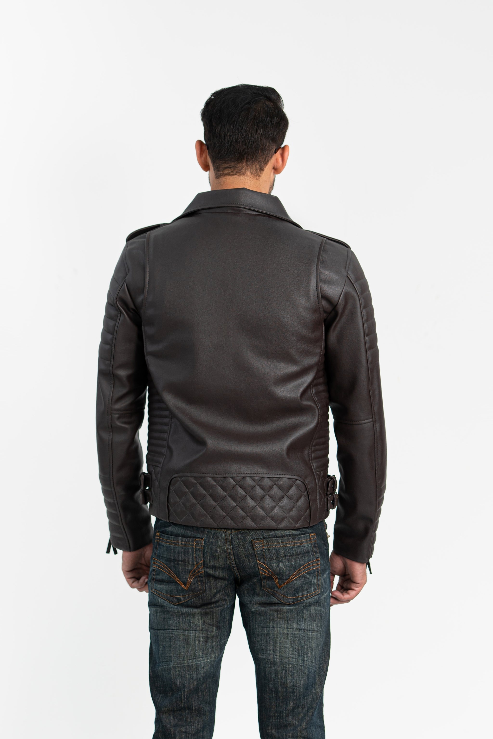 Burnt Quilted Faux Leather Jacket
